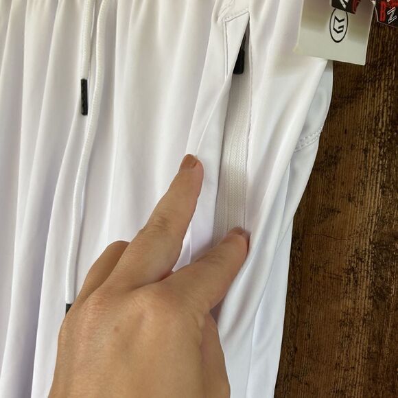 Gradual White Jogger Track Pant Zipper Pockets Tapered Running Sweatpants Lounge - Picture 5 of 15